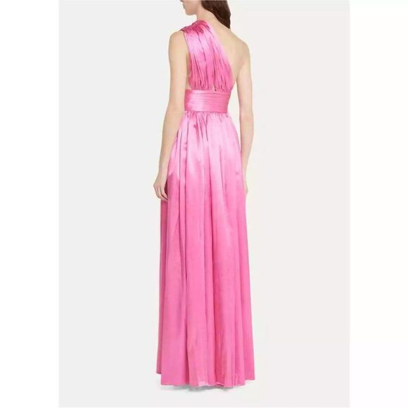 Bronx and Banco Aphrodite Ruched One Shoulder Cutout Pink Gown 4/5 NWT  $780 - Picture 5 of 9